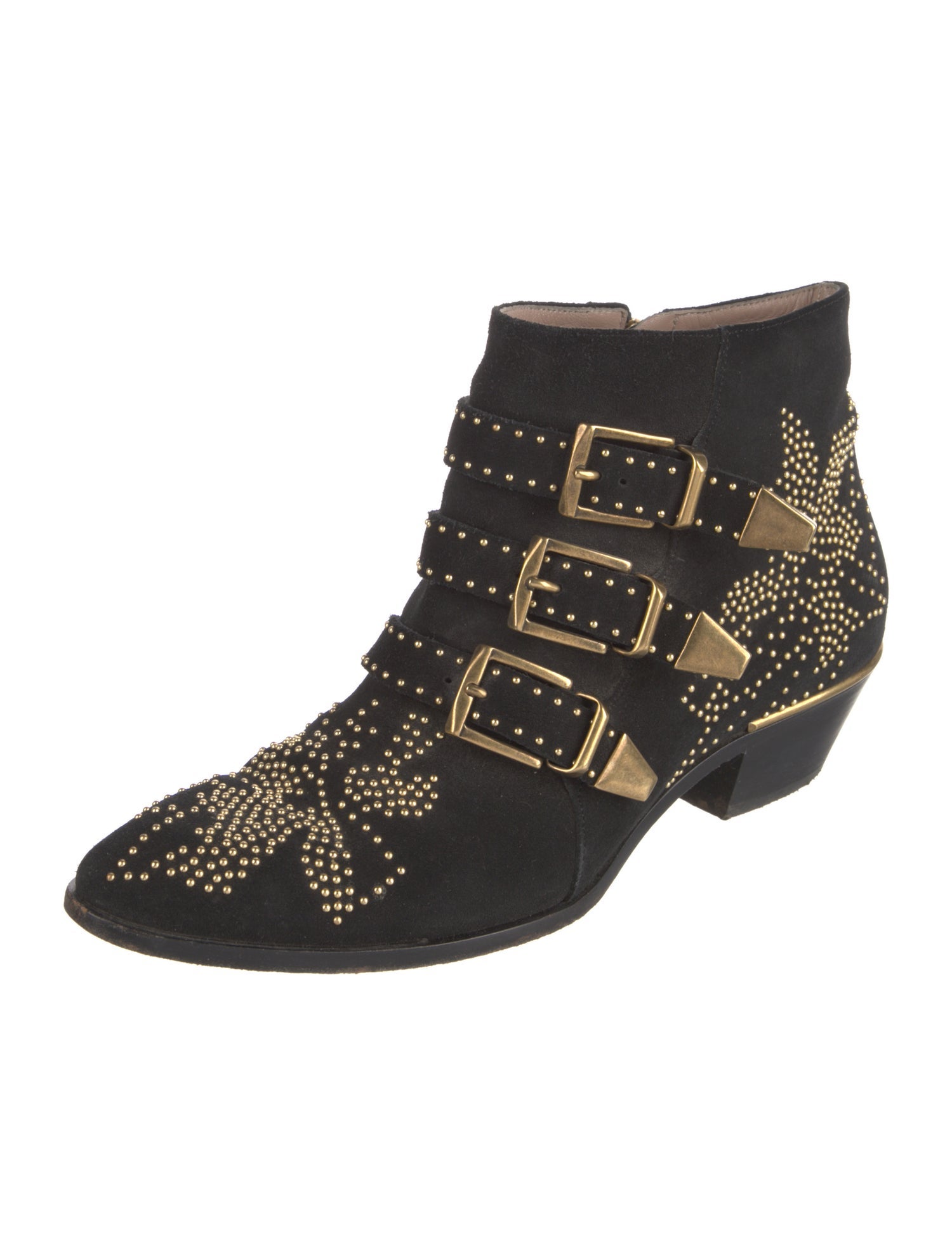 Chloé Suede Studded Accents Western Boots